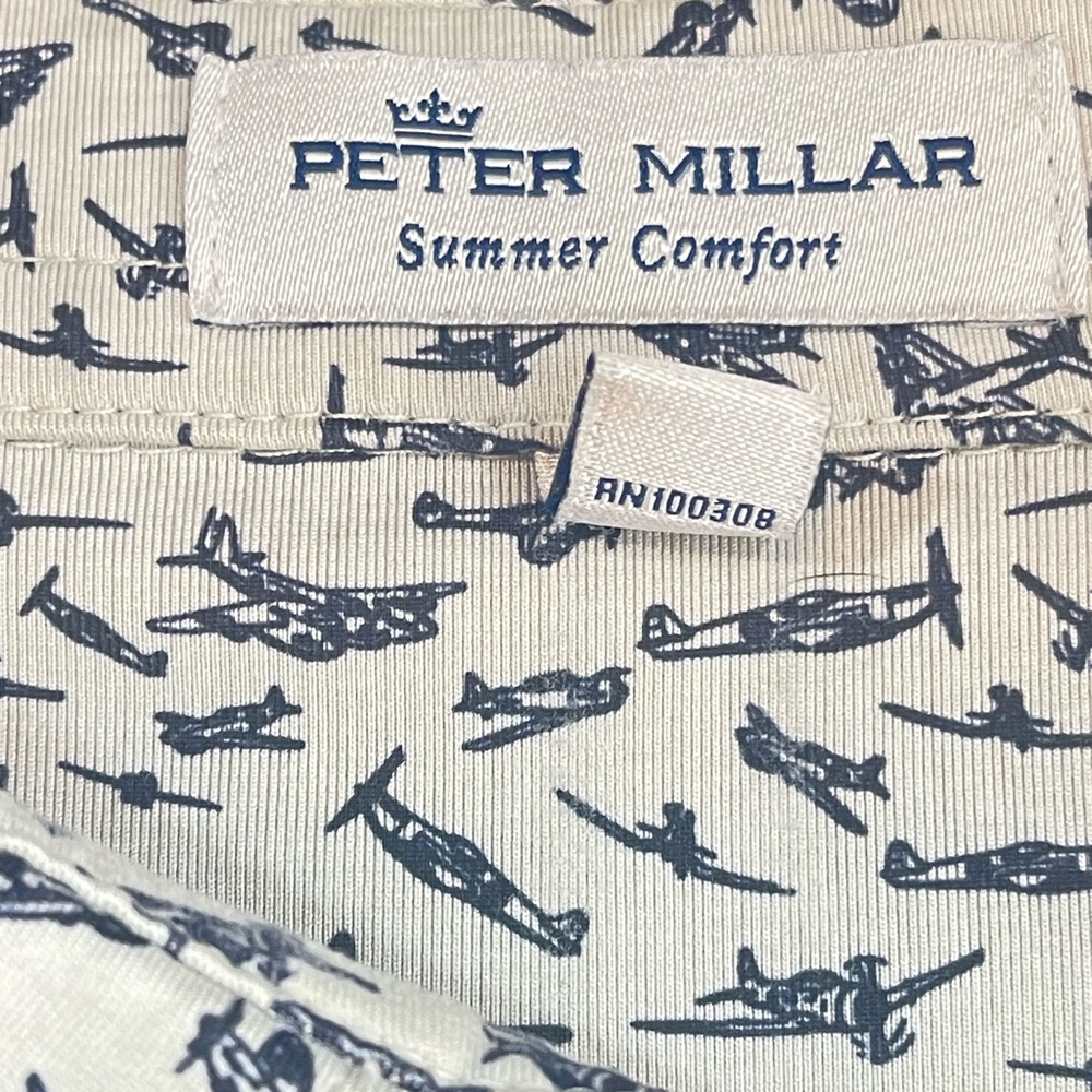 Peter Millar golf polo w/black airplanes & a small LCC 1922 embroidered - Picture 6 of 6